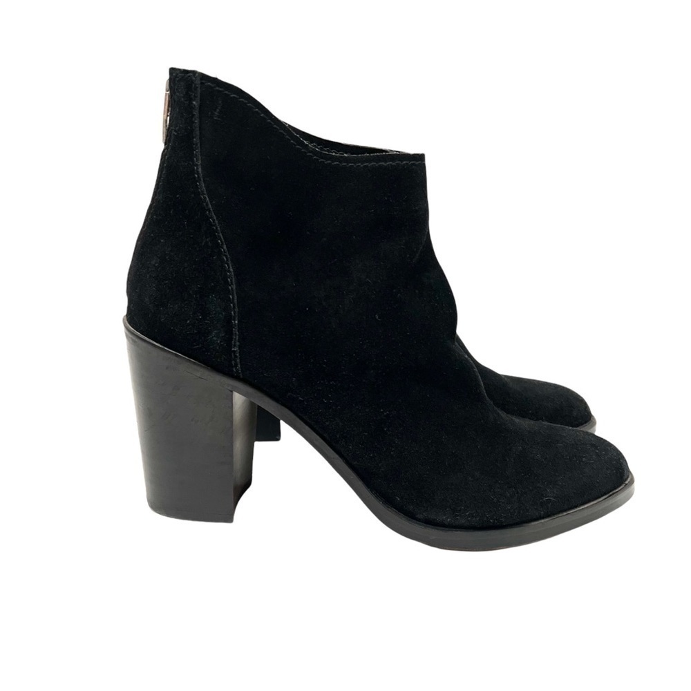 Dolce Vita Stevie Black Suede Leather Zip Back Heeled Ankle Booties Women 9 - Picture 4 of 11